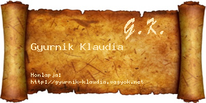 Gyurnik Klaudia névjegykártya